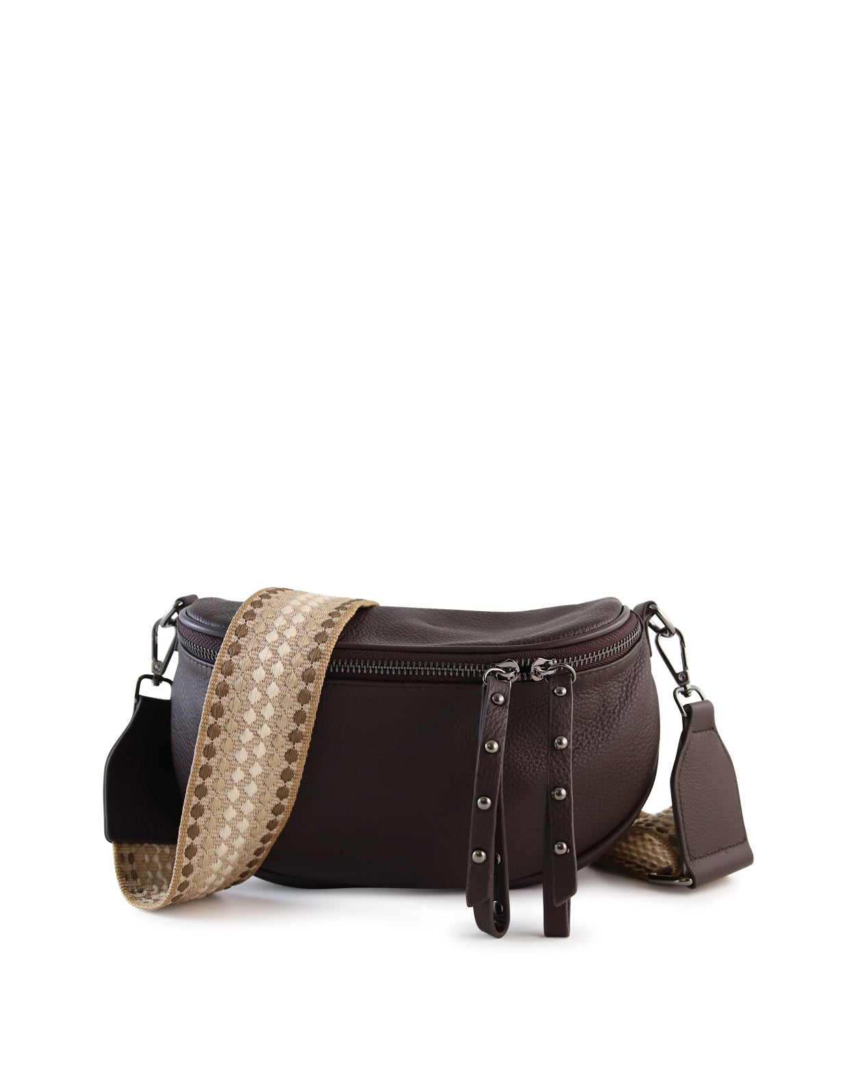 Leather Bag  - Choc / Gunmetal