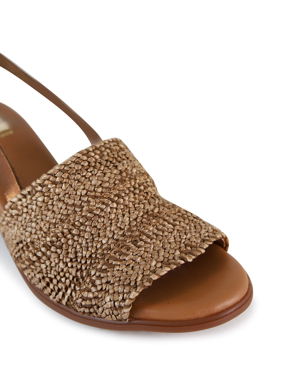 Raffia Mid Heel Sandal  - Tan