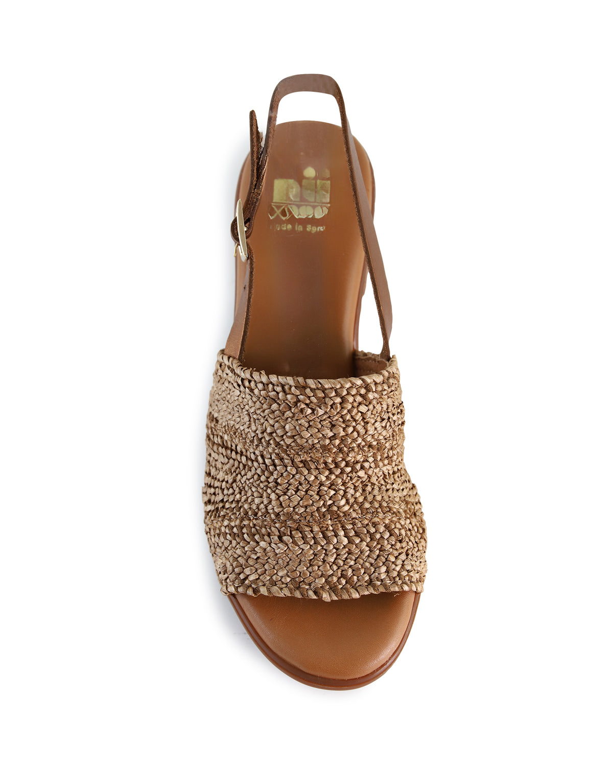 Raffia Mid Heel Sandal  - Tan